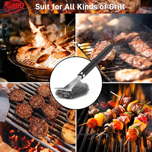 Smart Home TNTOR Grill Brush with Scraper, 18" Adjustable Handle Kit