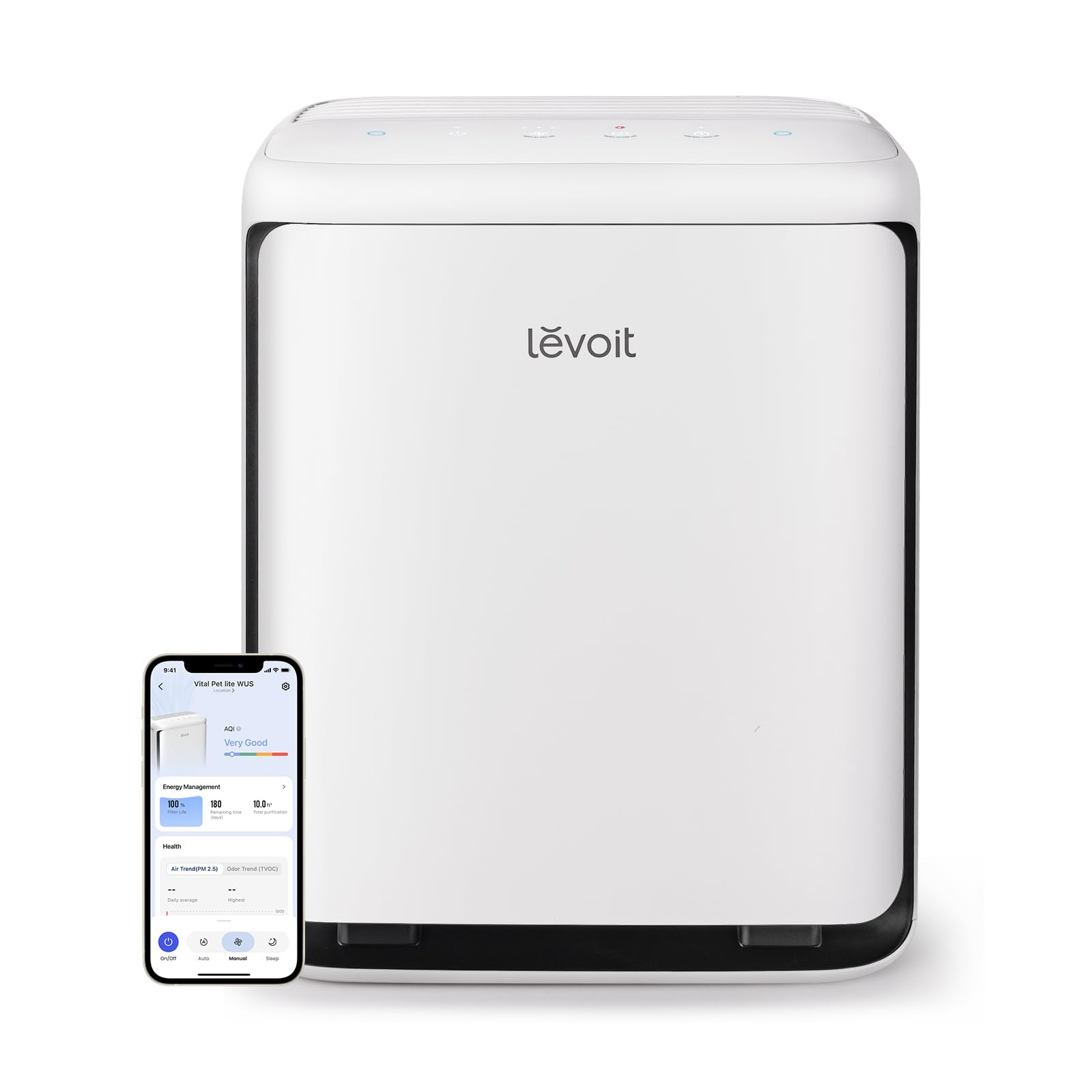 LEVOIT Air Purifier for Home Allergies Pet Hair in Bedroom, Covers Up to 1073 ft² by 56W High Torque Motor, AHAM VERIFIDE, 3-in-1 Filter with HEPA Sleep Mode, Remove Dust Smoke Odor, Core300-P, Black
