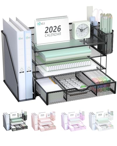 WALI Desk File Organizer, 4 Tier Desktop Paper for Daily Use