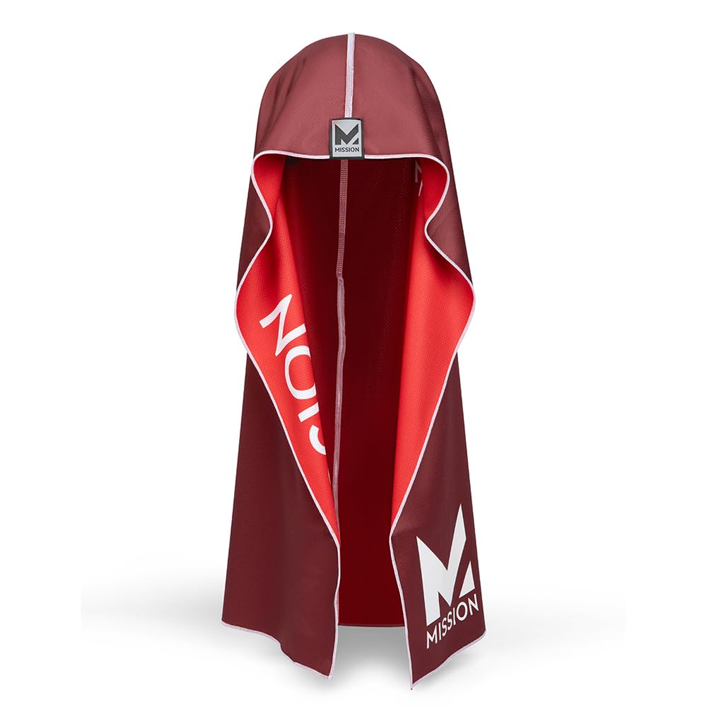 MISSION Reversible Cooling Hoodie Towel- Hood Towel, Cools Instantly When Wet, UPF 50 Sun Protection, Contours Your Head to Stay in Place, Great for Sports, Fitness, Gym (Pink Mint)