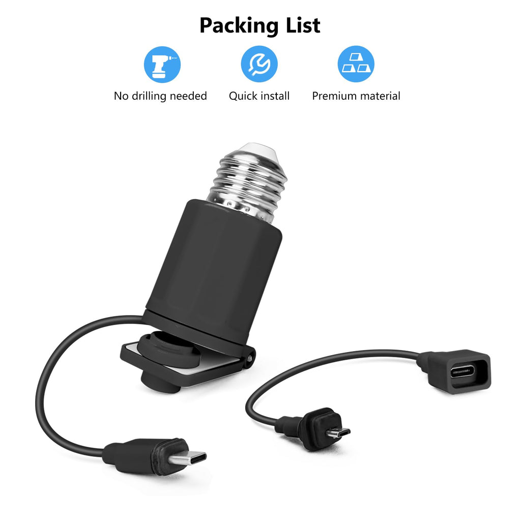 Adjustable Lamp Socket Mount for Blink Outdoor 4 (4th Gen), Blink Outdoor (3rd Gen), Blink Mini/Blink Mini 2, Light Bulb Mount for Standard E26/E27 Bulb Holder, Easy Installation Without Tools - Black
