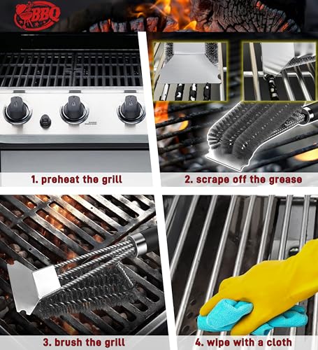 Smart Home TNTOR Grill Brush with Scraper, 18" Adjustable Handle Kit