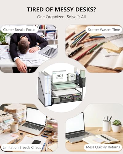WALI Desk File Organizer, 4 Tier Desktop Paper for Daily Use