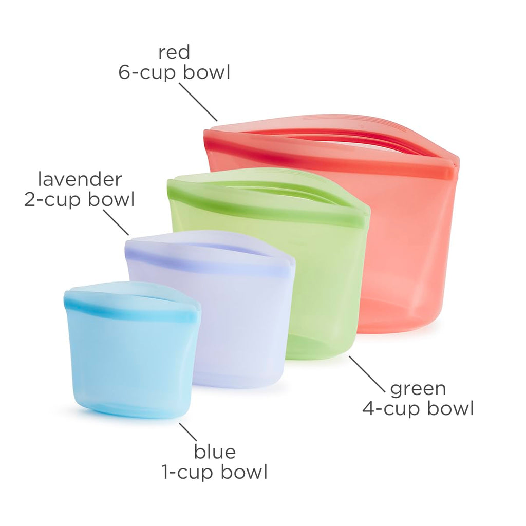 Stasher Silicone Reusable Storage Bags, 3-Pack, Reusable Freezer Bags, Microwave, Dishwasher, Oven Safe, Sous Vide, Premium Lunch Containers, Eco Friendly, Food Storage Bags, Snack Bags, Multicolor