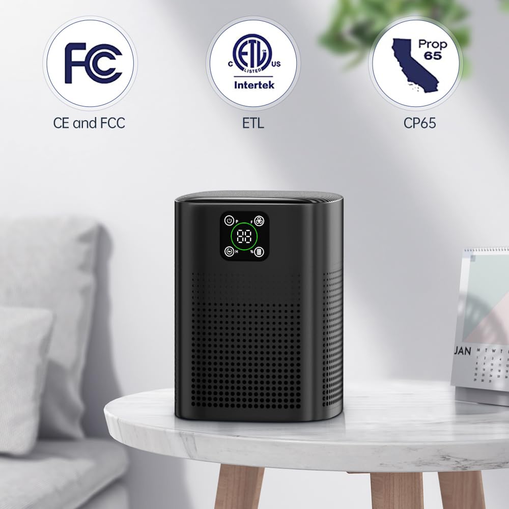 Air Purifiers for Bedroom, Honeyuan H13 HEPA Air Purifier for Home Large Room 1095 sqft, Air purifiers with 360°Air Intake, 3 Fan Speeds, 3-Stage Filtration, White