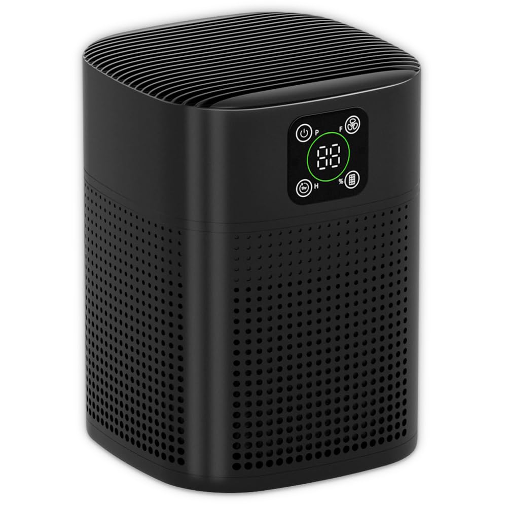 Air Purifiers for Bedroom, Honeyuan H13 HEPA Air Purifier for Home Large Room 1095 sqft, Air purifiers with 360°Air Intake, 3 Fan Speeds, 3-Stage Filtration, White