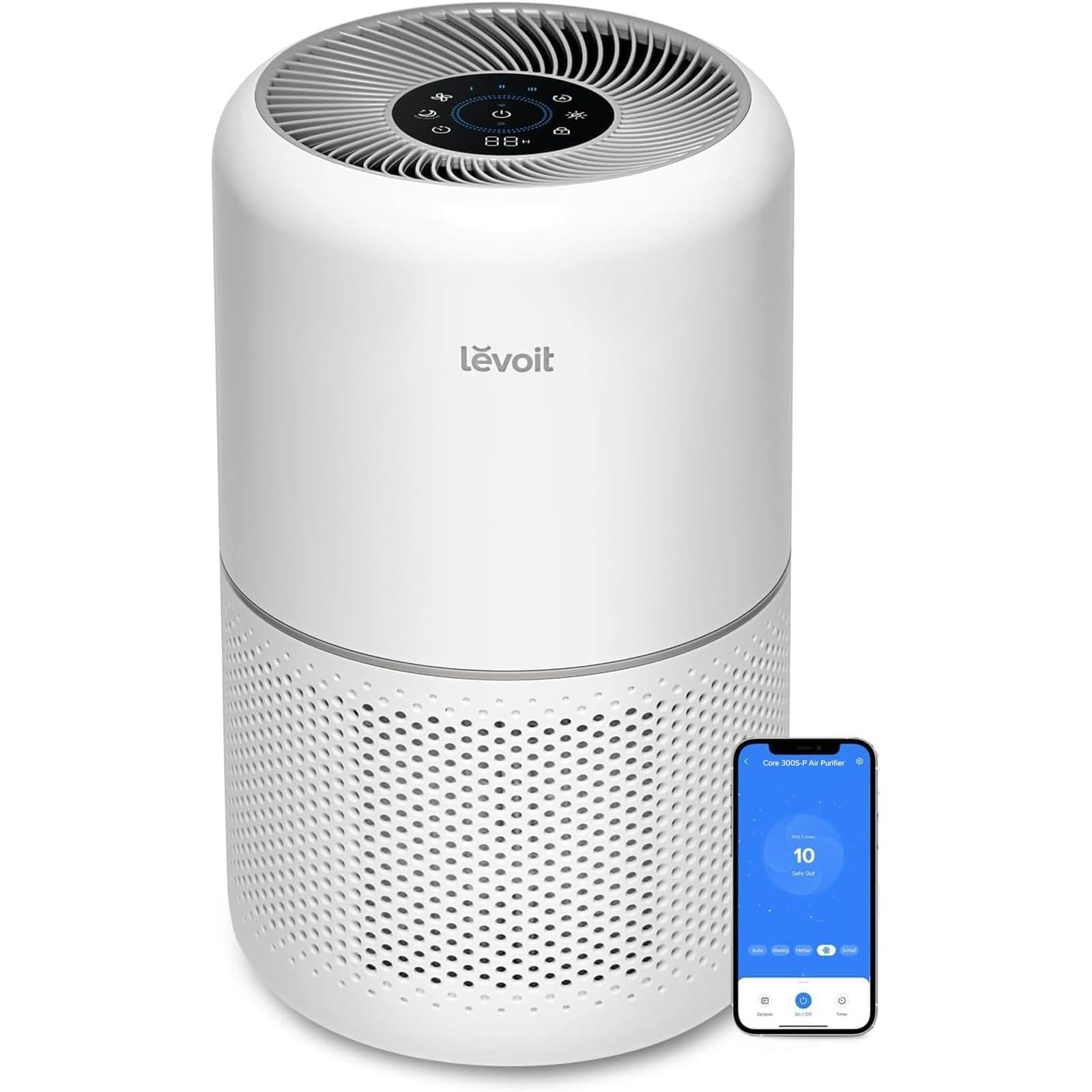 LEVOIT Air Purifier for Home Allergies Pet Hair in Bedroom, Covers Up to 1073 ft² by 56W High Torque Motor, AHAM VERIFIDE, 3-in-1 Filter with HEPA Sleep Mode, Remove Dust Smoke Odor, Core300-P, Black