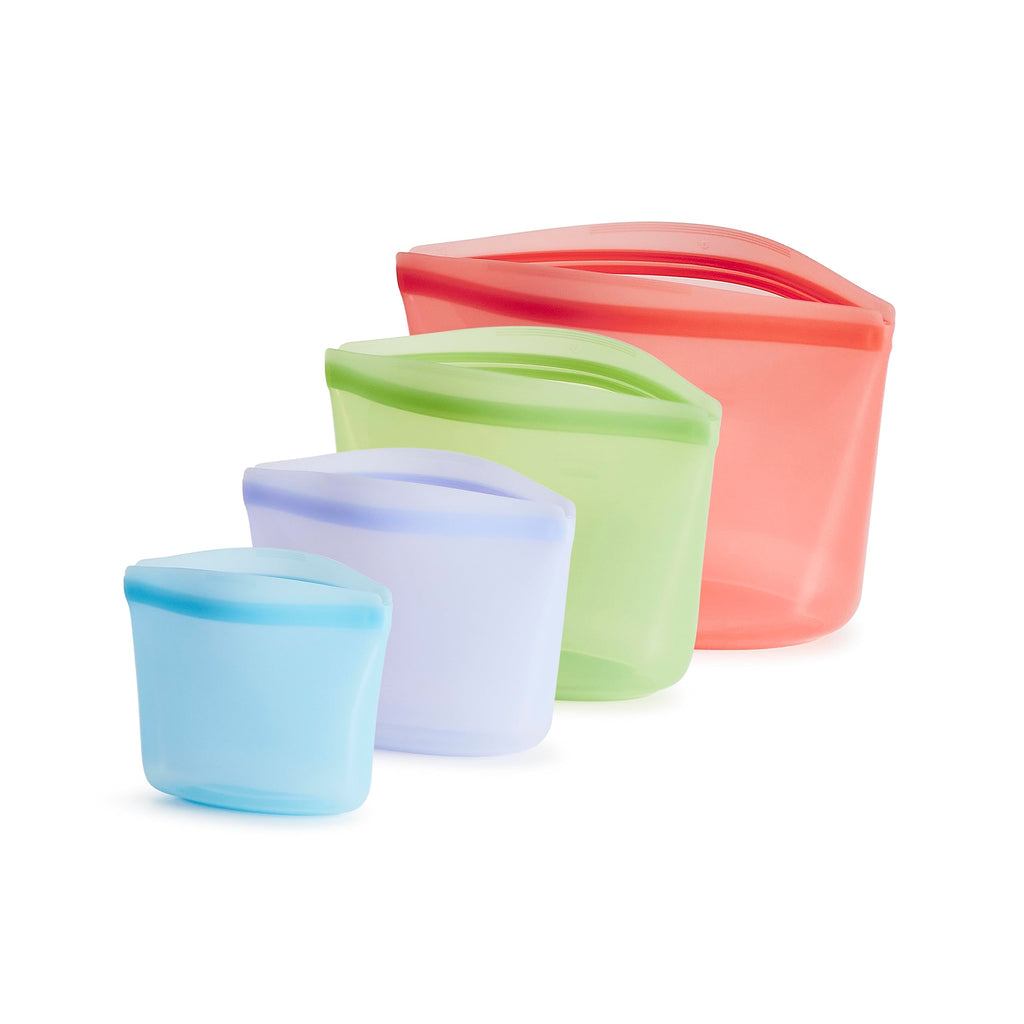 Stasher Silicone Reusable Storage Bags, 3-Pack, Reusable Freezer Bags, Microwave, Dishwasher, Oven Safe, Sous Vide, Premium Lunch Containers, Eco Friendly, Food Storage Bags, Snack Bags, Multicolor