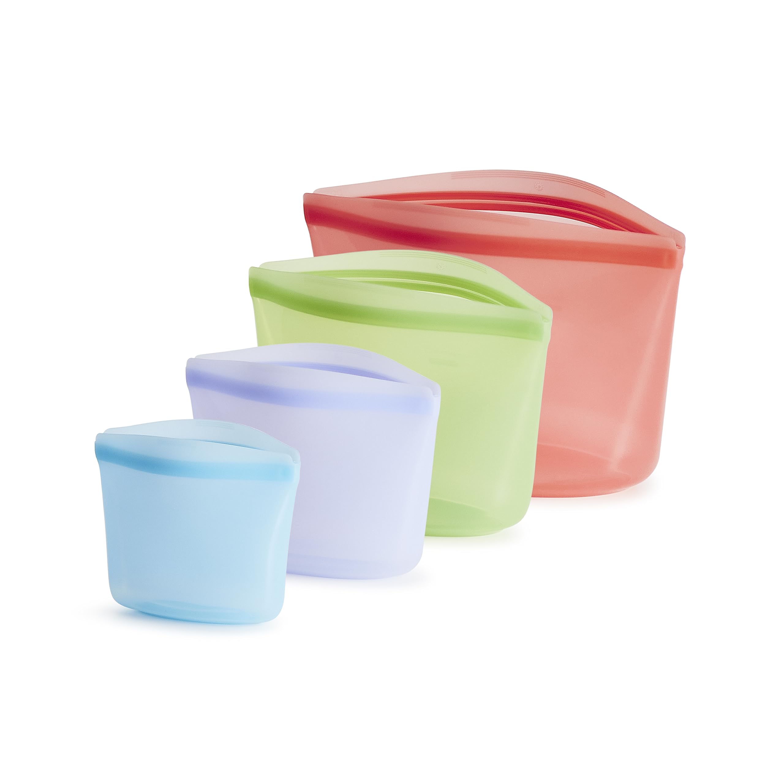 Stasher Silicone Reusable Storage Bags, 3-Pack, Reusable Freezer Bags, Microwave, Dishwasher, Oven Safe, Sous Vide, Premium Lunch Containers, Eco Friendly, Food Storage Bags, Snack Bags, Multicolor