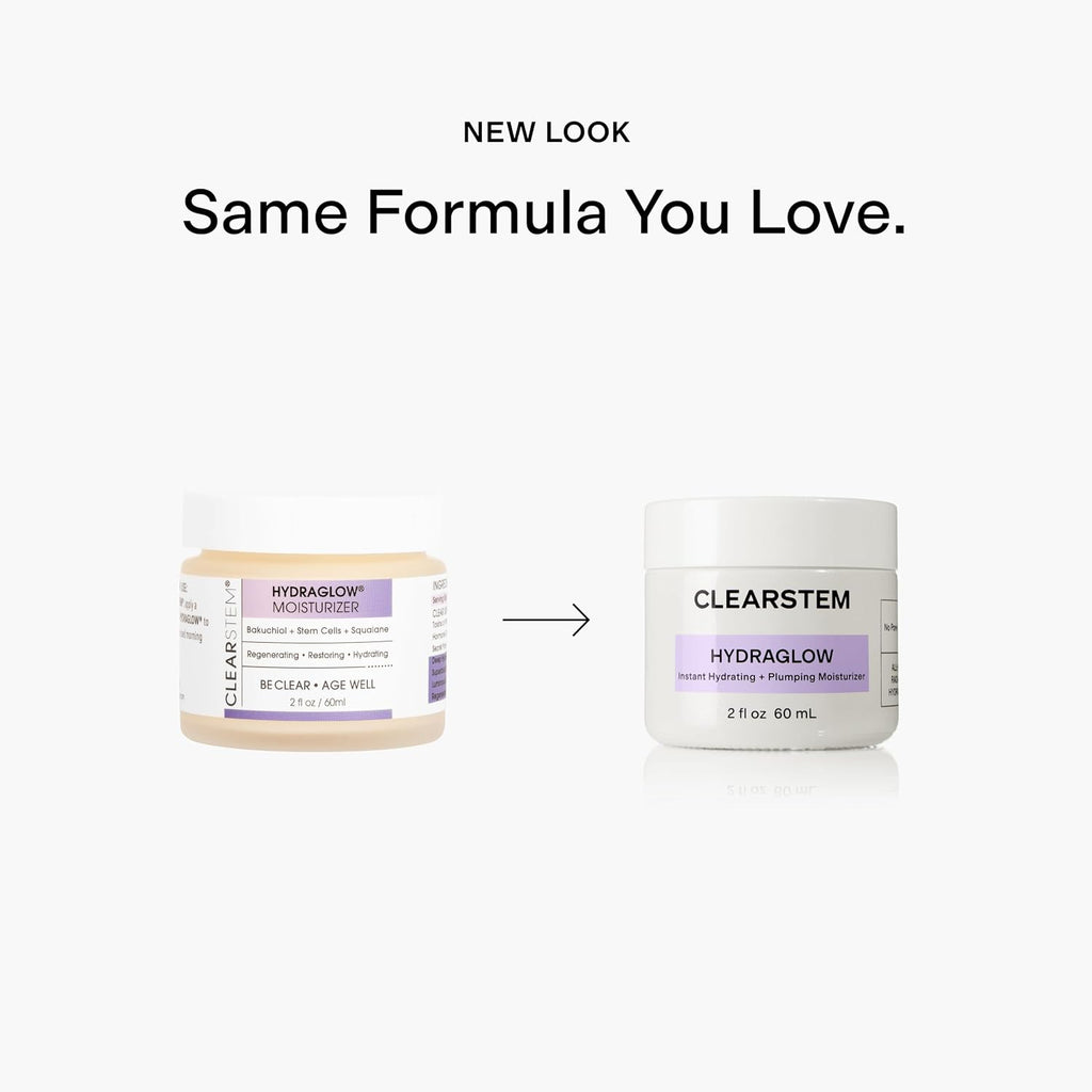 CLEARSTEM - HYDRAGLOW Stem Cell Moisturizer - Bakuchiol + Squalene - Youthful Skin Face Moisturizer - All Skin Types - Facial Skin Care Products - Gluten Free, Cruelty Free - 2 fl oz / 60ml