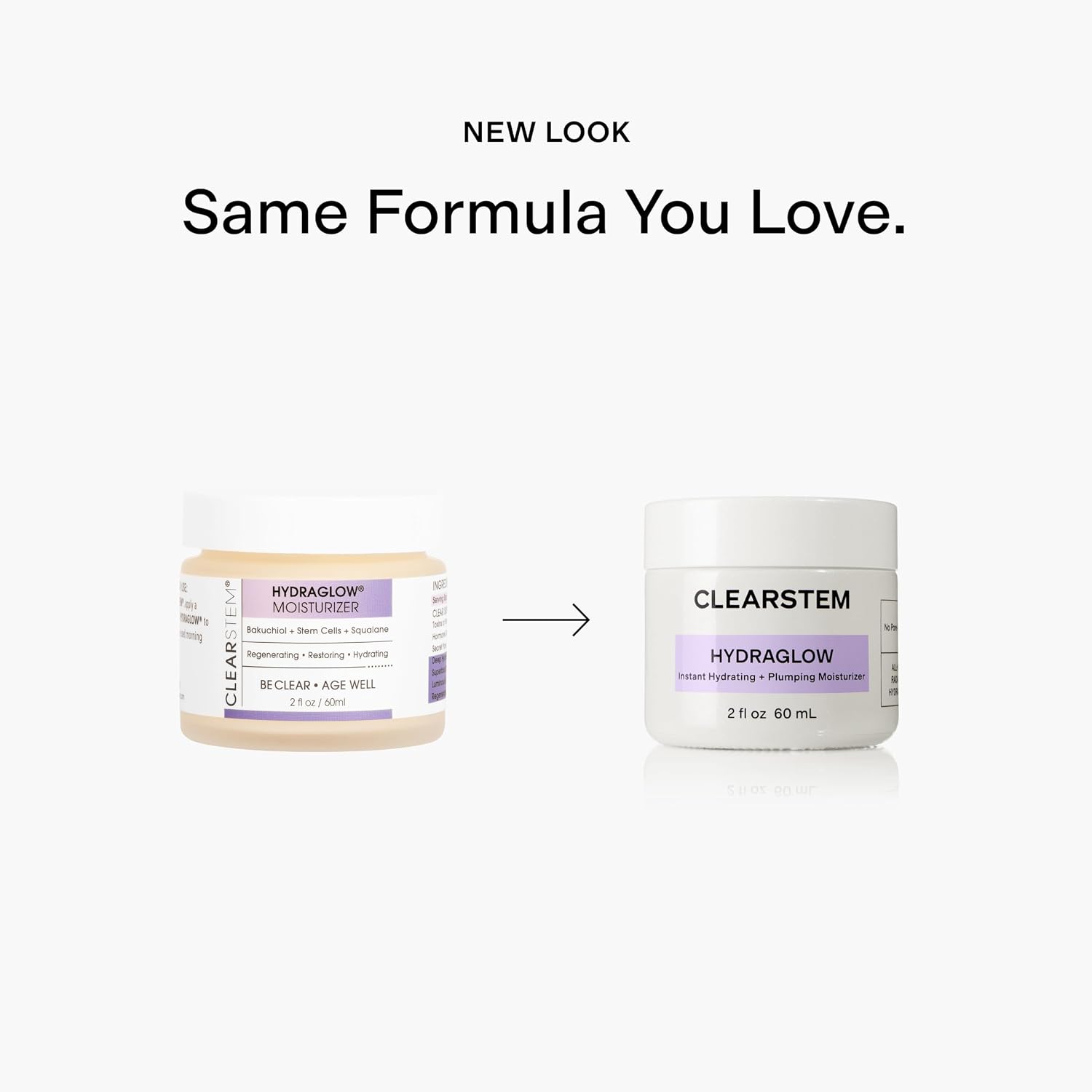 CLEARSTEM - HYDRAGLOW Stem Cell Moisturizer - Bakuchiol + Squalene - Youthful Skin Face Moisturizer - All Skin Types - Facial Skin Care Products - Gluten Free, Cruelty Free - 2 fl oz / 60ml