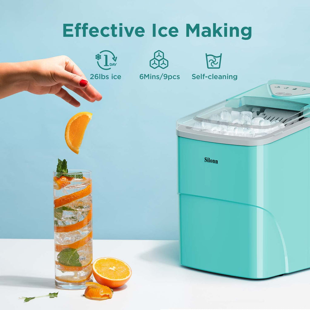 Silonn Nugget Ice Maker Countertop, Auto Drop Ice, Self Cleaning Ice Machine, 40 lbs/24H Soft Chewable Ice, Self Dispensing Nugget Ice Maker for Home, Kitchen and Party