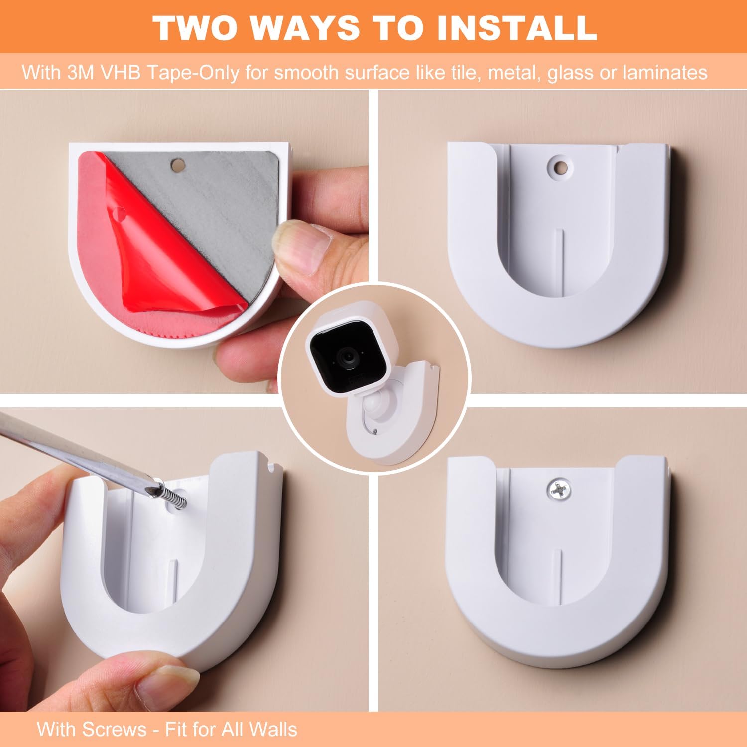 2 Pack Wall Mount for Blink Mini Indoor Camera,Strong Adhesive Camera Mount Base for Blink Mini Indoor Camera,Two Ways Easy Installation, No Drilling or Screw Secured Fixed