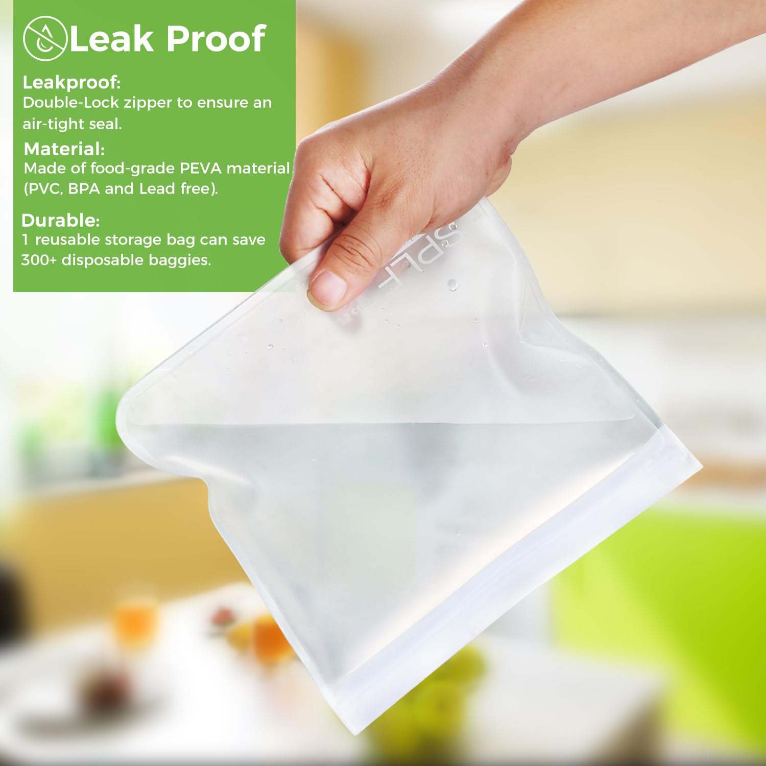 SPLF 6 Pack Reusable Gallon Freezer Bags Dishwasher Safe, BPA FREE Reusable Food Storage Bags, Extra Thick Leakproof Silicone Free 1 Gallon Bags for Marinate Meat, Cereal, Sandwich, Snack, Travel Item
