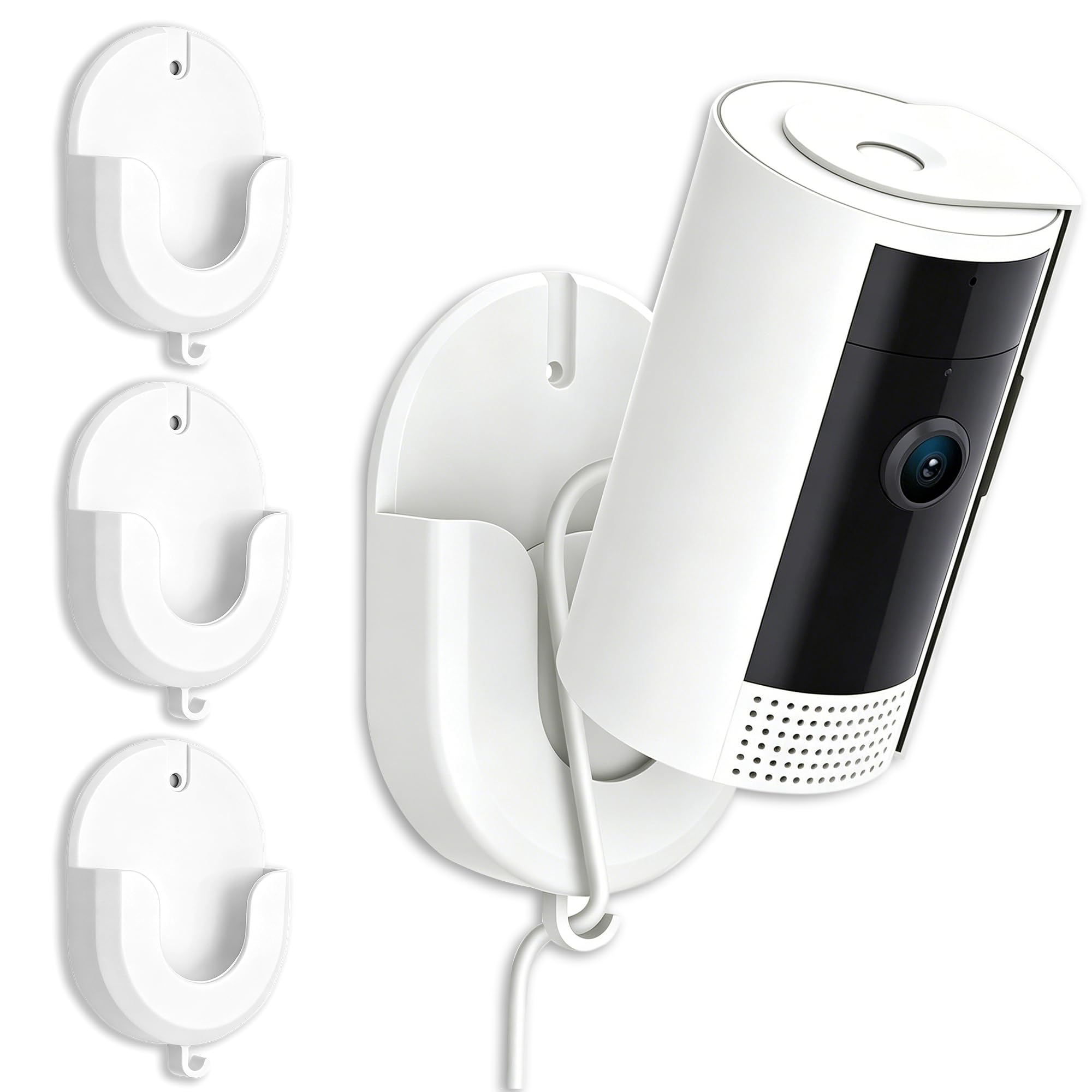 3 Pack Ring Indoor Cam Wall Mount Bracket, No Drill No Screws Strong Adhesive Blink Camera Wall Mount for Ring Indoor Cam, Indoor Cam Plus, Blink Outdoor 4, Outdoor 2K+, Mini, Mini 2K+ -White