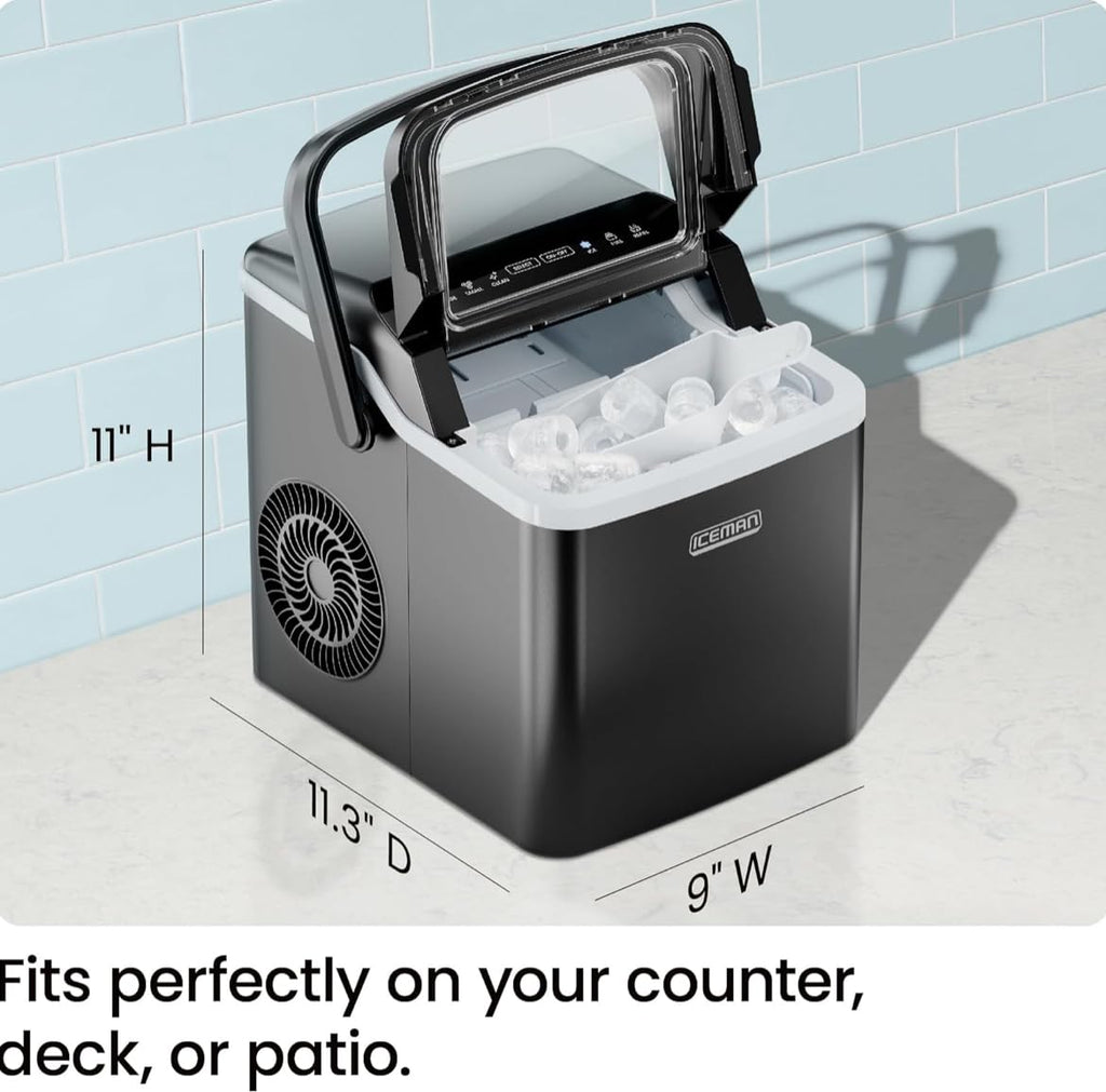 Iceman Pebble Ice Machine, Countertop Nugget Ice Maker Produces Chewable Pellet Ice in 20 Minutes, Makes 33lbs/Day, with One-Touch Cleaning Function and Ice Scoop/Basket Included – Stainless Steel