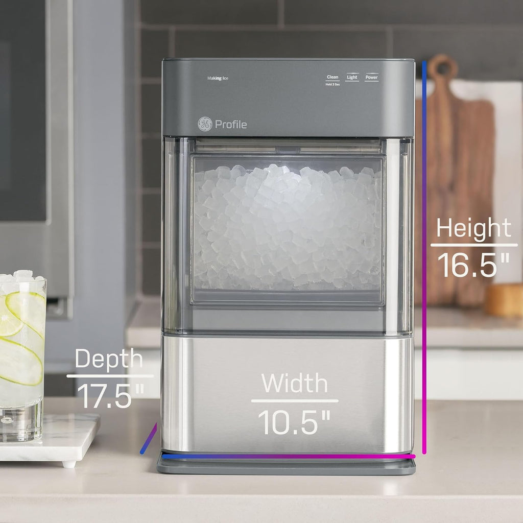 GE Profile Opal 2.0 | Countertop Nugget Ice Maker | Ice Machine with WiFi Connectivity | Smart Home Kitchen Essentials | Black Stainless
