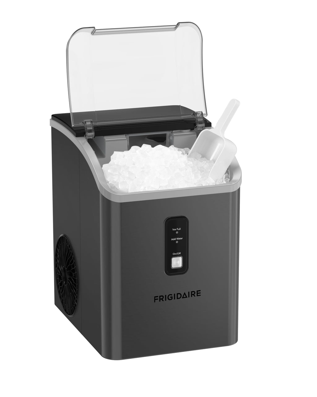 Frigidaire Countertop Crunchy Chewable Nugget Ice Maker, Compact, 33lbs per Day, Metallic Finish