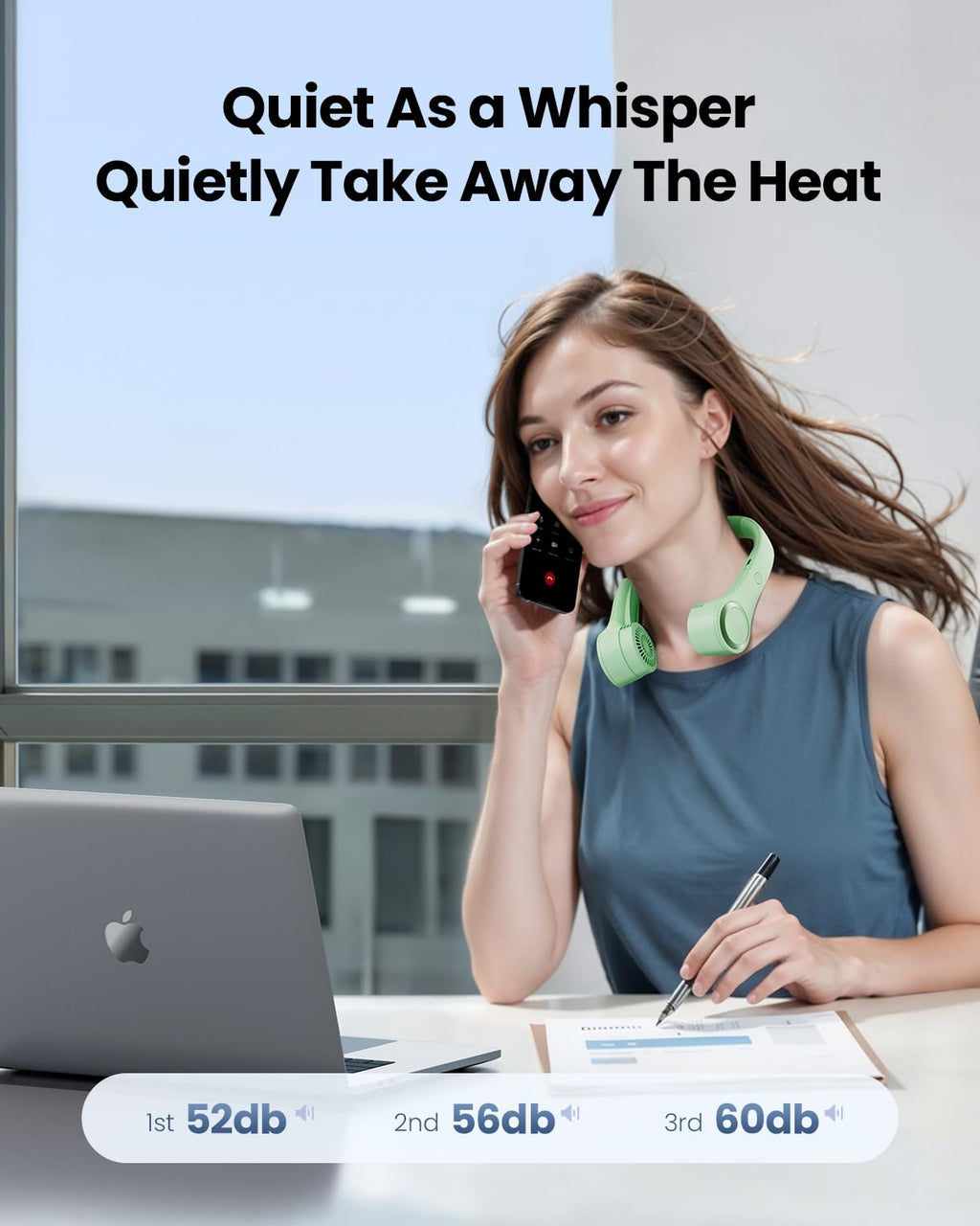 Gaiatop Portable Neck Fan, 4000mAh Rechargeable Hands Free Bladeless Mini Fans, 3 Speeds Air Outlet Can Rotate 70°, Free Adjustment Personal Wearable Cooling Fan Suitable for Travel Office Purple