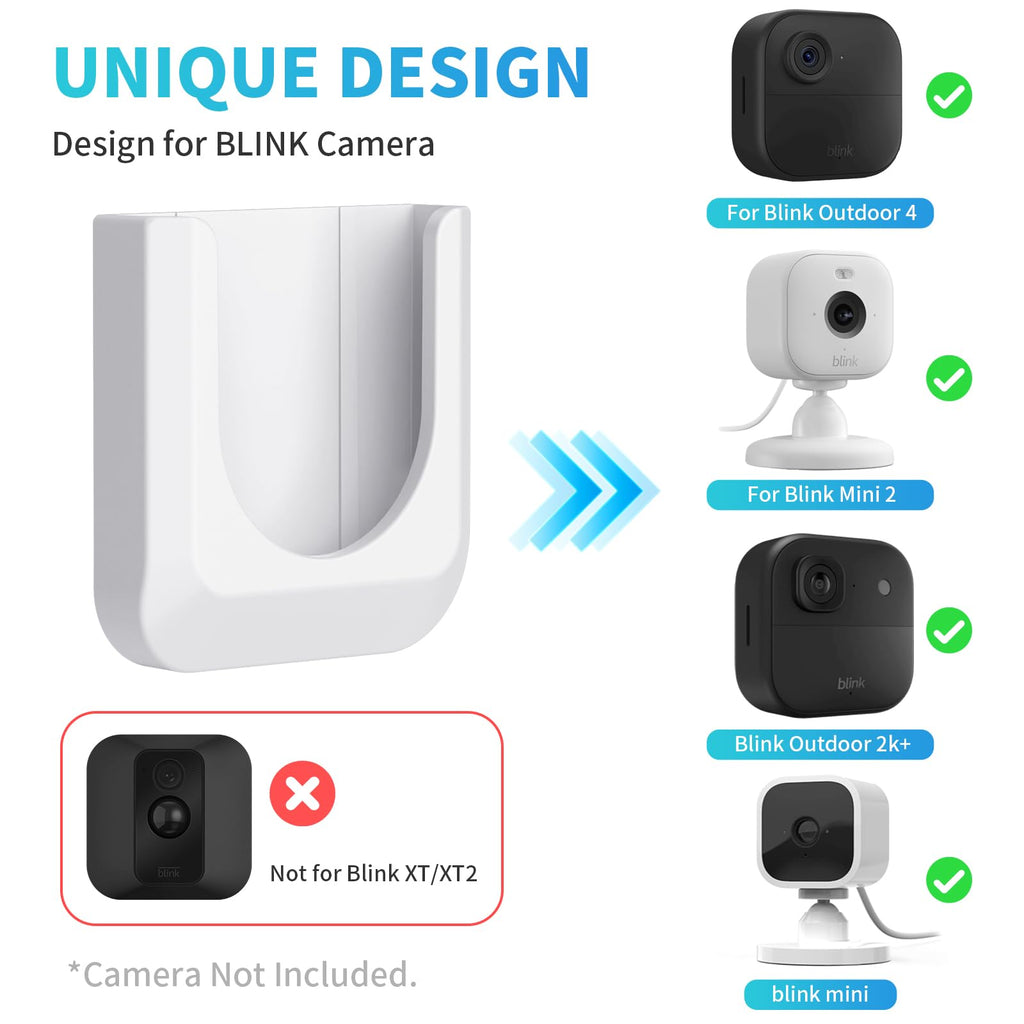 Blink Mini 2 No Drill Wall Mount Bracket for Blink Mini 2/Blink Outdoor 4/Blink Indoor Camera,No Screw Adhesive Blink Camera Mount for Blink Indoor Outdoor Camera 3Pack (Camera Not Included),White