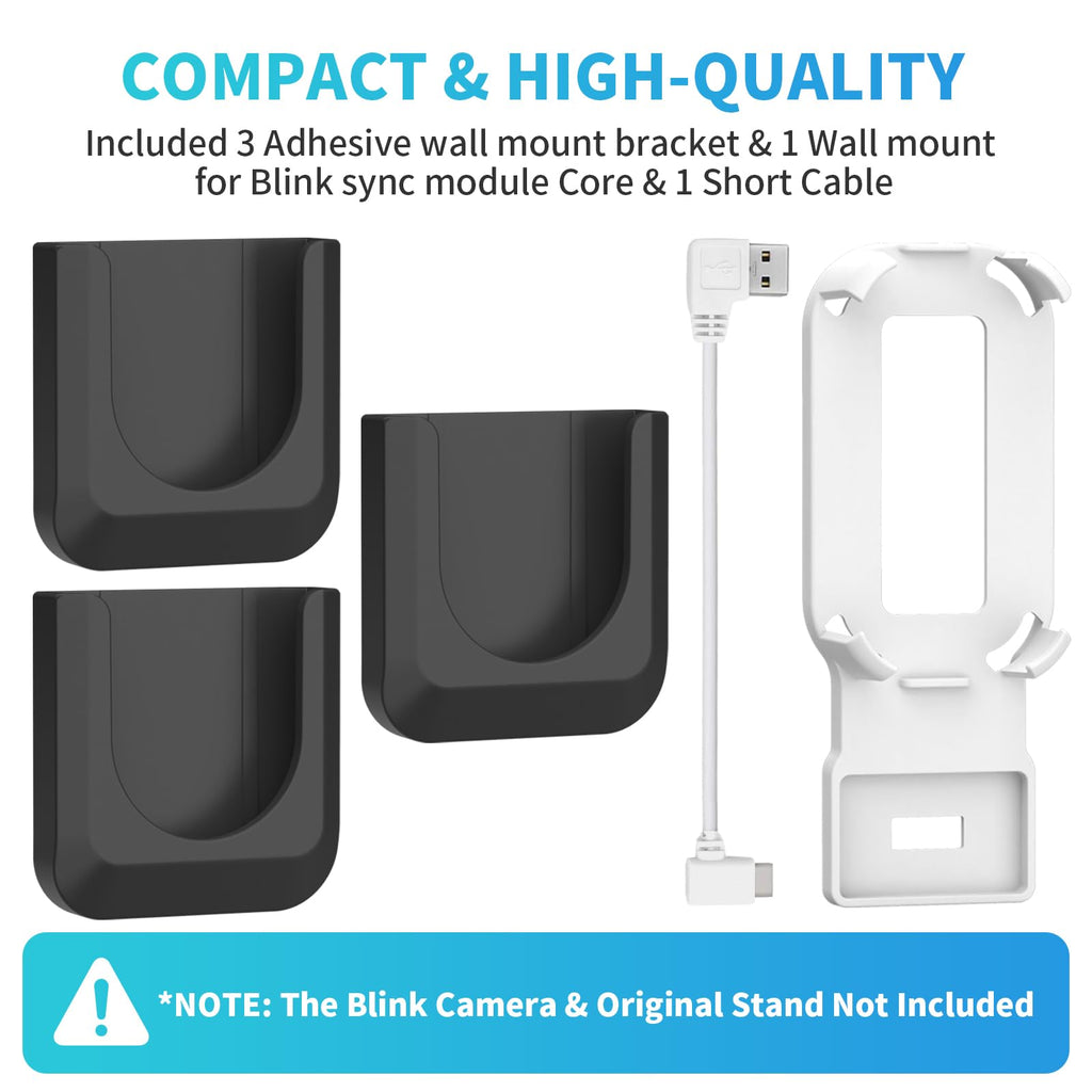 Blink Mini 2 No Drill Wall Mount Bracket for Blink Mini 2/Blink Outdoor 4/Blink Indoor Camera,No Screw Adhesive Blink Camera Mount for Blink Indoor Outdoor Camera 3Pack (Camera Not Included),White