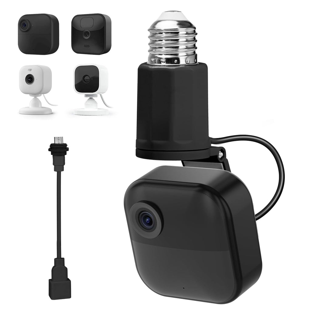 Adjustable Lamp Socket Mount for Blink Outdoor 4 (4th Gen), Blink Outdoor (3rd Gen), Blink Mini/Blink Mini 2, Light Bulb Mount for Standard E26/E27 Bulb Holder, Easy Installation Without Tools - Black