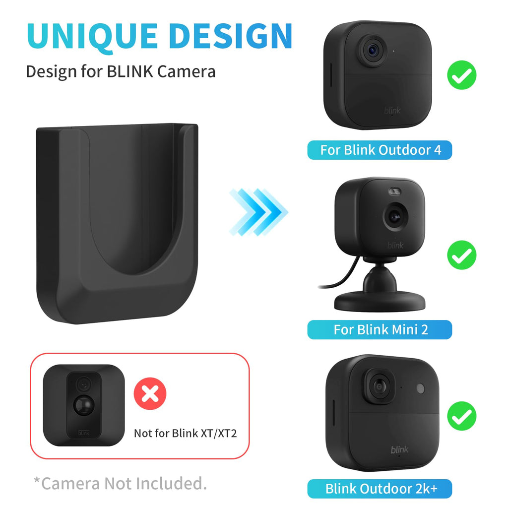 Blink Mini 2 No Drill Wall Mount Bracket for Blink Mini 2/Blink Outdoor 4/Blink Indoor Camera,No Screw Adhesive Blink Camera Mount for Blink Indoor Outdoor Camera 3Pack (Camera Not Included),White