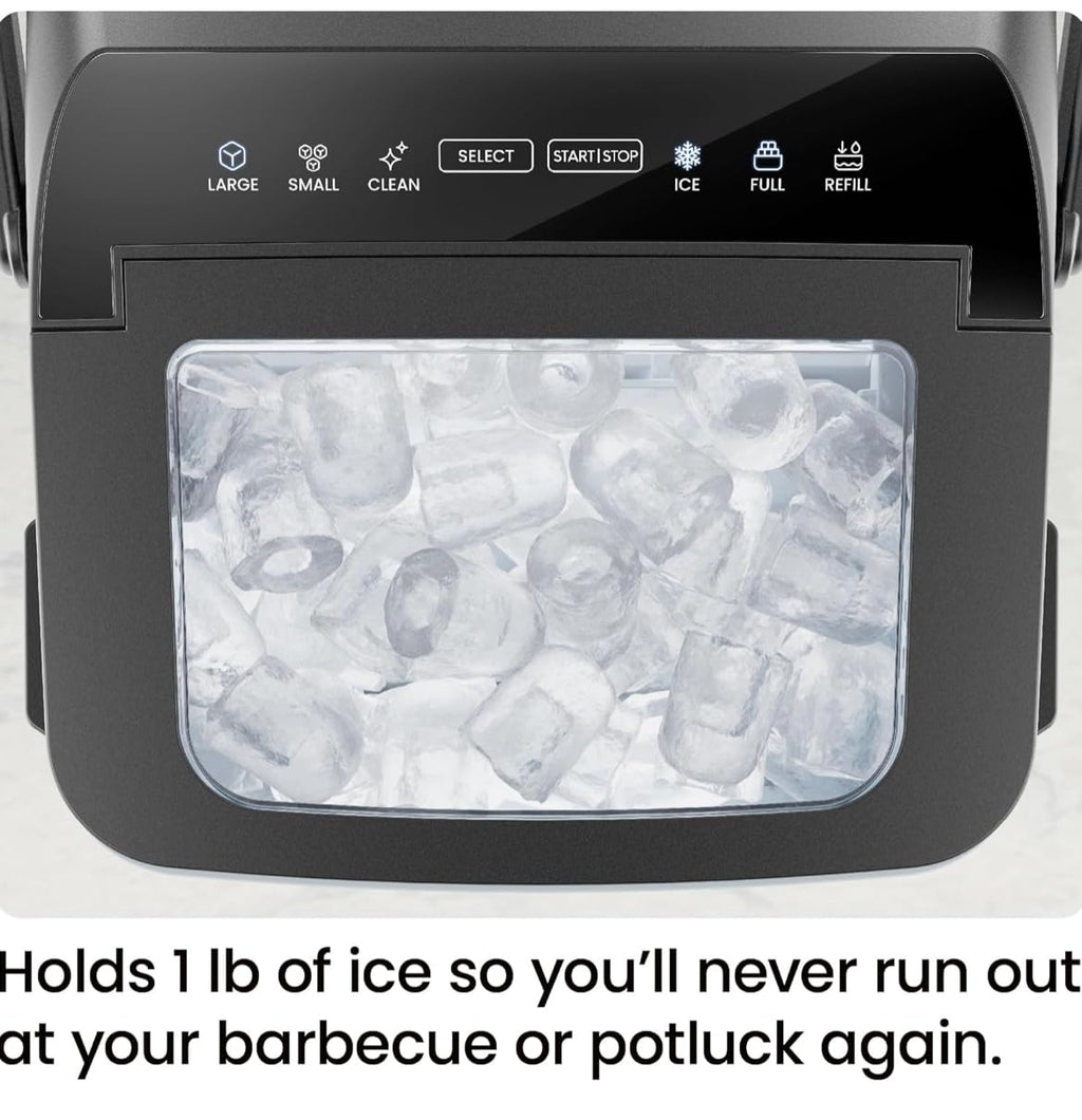 Iceman Pebble Ice Machine, Countertop Nugget Ice Maker Produces Chewable Pellet Ice in 20 Minutes, Makes 33lbs/Day, with One-Touch Cleaning Function and Ice Scoop/Basket Included – Stainless Steel