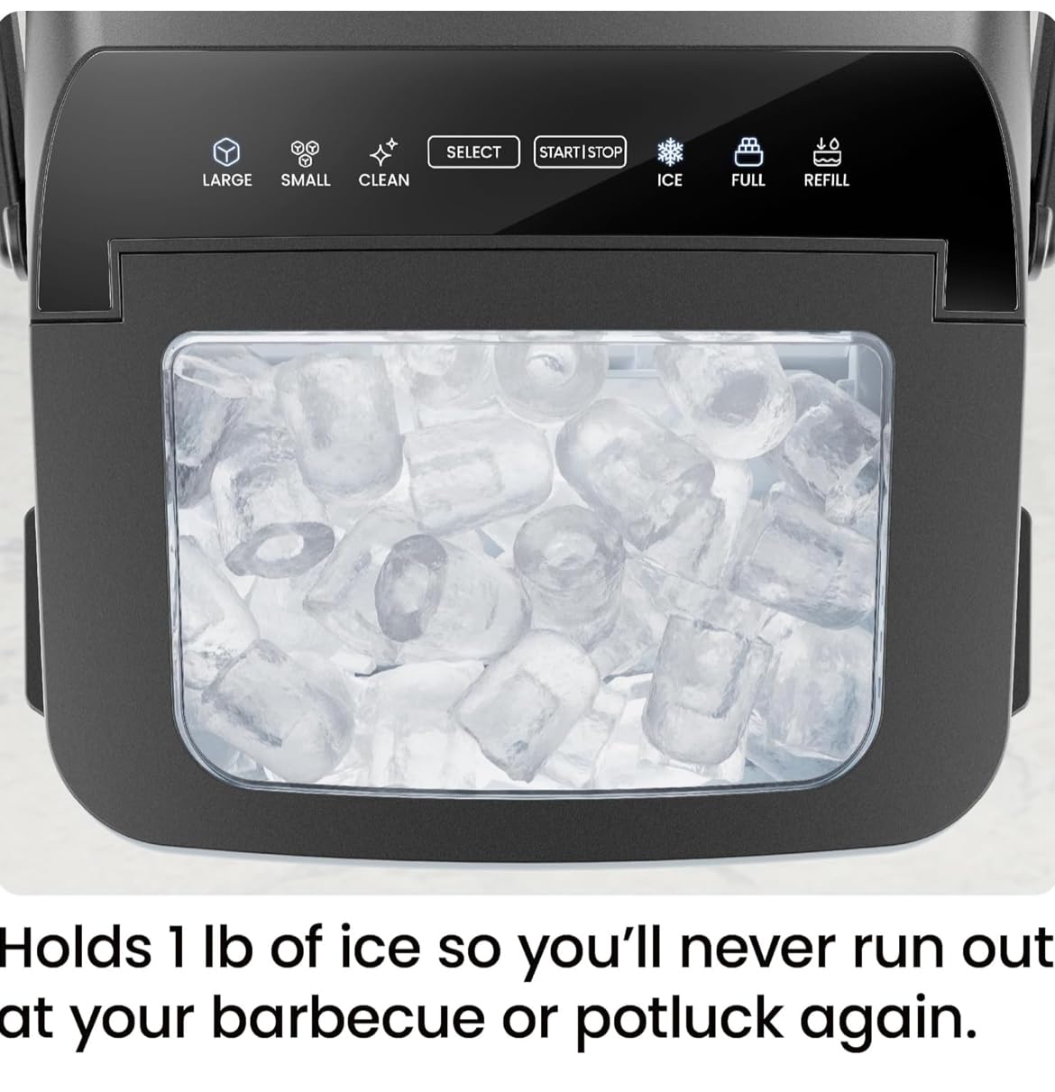 Iceman Pebble Ice Machine, Countertop Nugget Ice Maker Produces Chewable Pellet Ice in 20 Minutes, Makes 33lbs/Day, with One-Touch Cleaning Function and Ice Scoop/Basket Included – Stainless Steel
