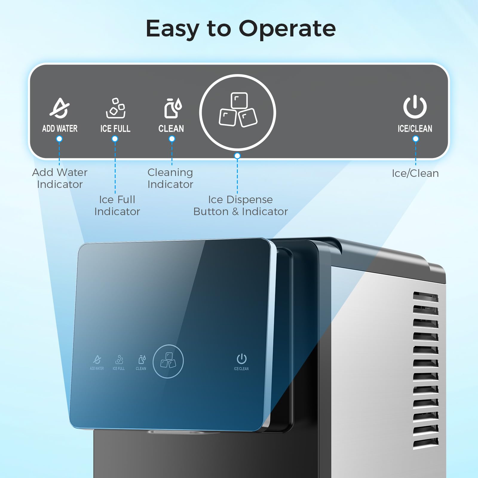 COWSAR Ice Maker Countertop, Portable Ice Machine with Self-Cleaning, 26.5 lbs/24Hrs, 8 Ice Cubes in 6 Mins, Ice Basket and Scoop, Ideal for Home, Kitchen, Bar, Camping