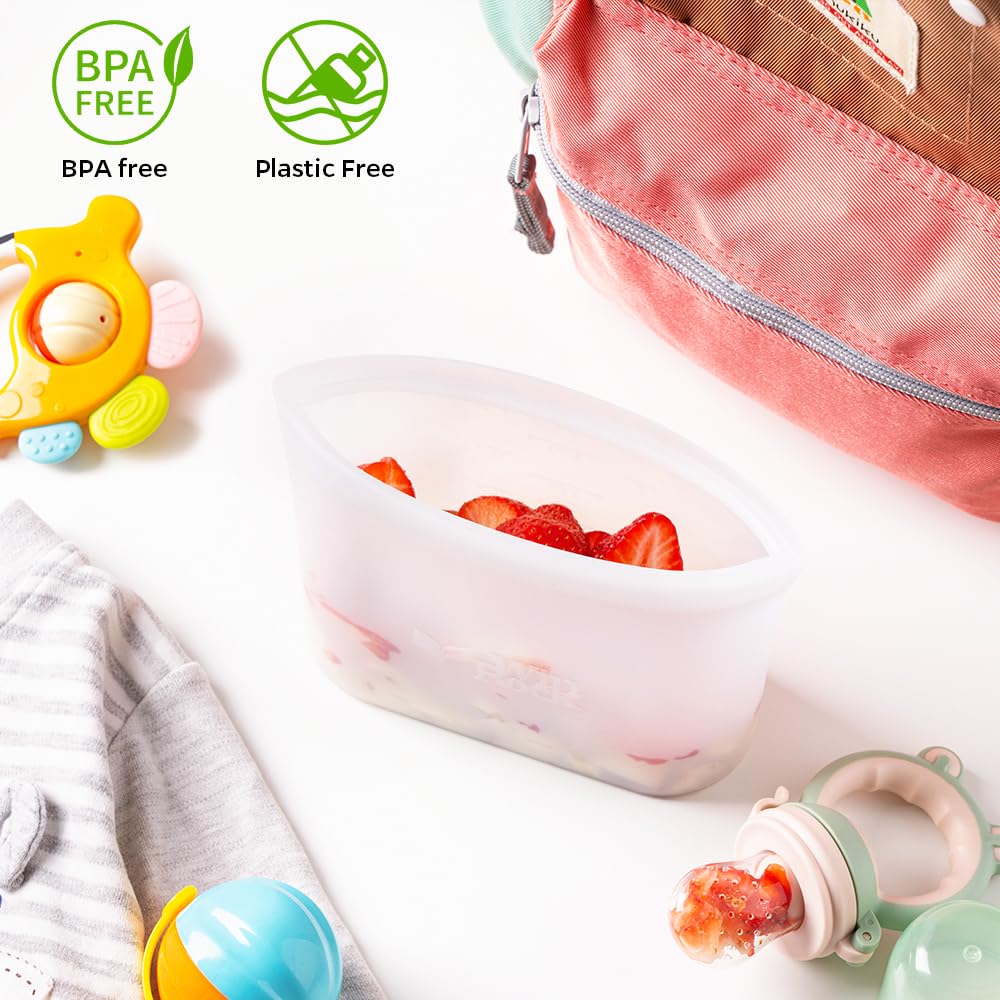 Winrock Reusable 100% Silicone Food Storage Bags, Sandwich Snack Bags New Generation Stand Up Zip Container for Soup and Leftovers, Plastice & BPA Free, Microwave Oven Safe 3 Pack (51oz, 34oz, 17oz)