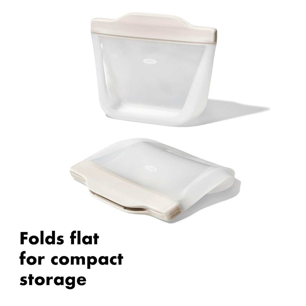 OXO Good Grips Silicone Reusable Bag – Stand-Up Snack (12 oz) – Oat