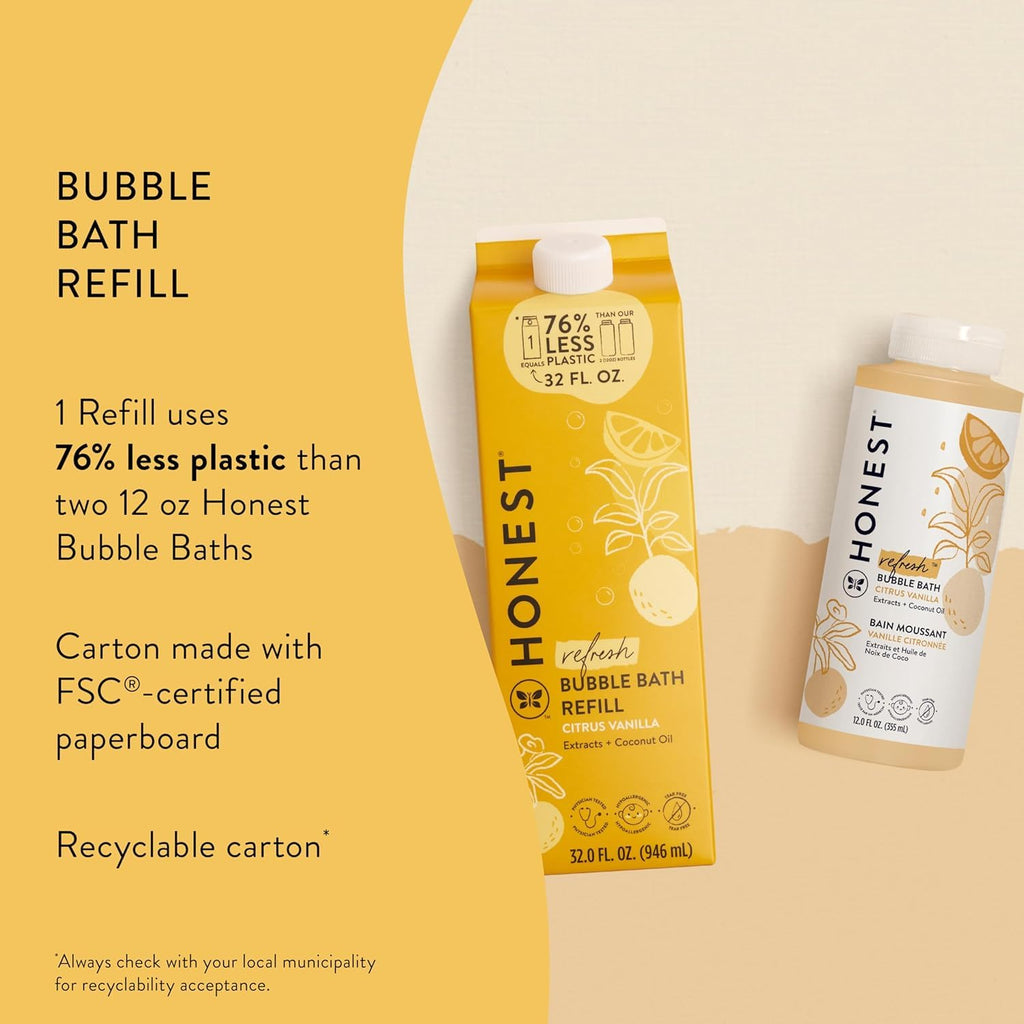 The Honest Company Foaming Bubble Bath & Baby Wash, Tear-Free, Hypoallergenic, Natural Formula, Lavender Calm Scent, 12 fl oz