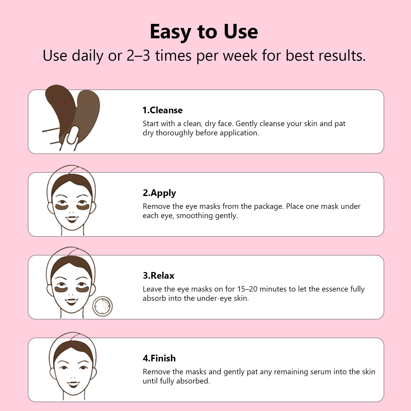 Adofect Hydrogel Caffeine Under Eye Masks, Collagen Eye Patches for Dark Circles Puffy Eyes Under Eye Bags, Deep Hydration Eye Gels for All Skin Types, Skin Care Gifts (Pink, 30 Pairs)