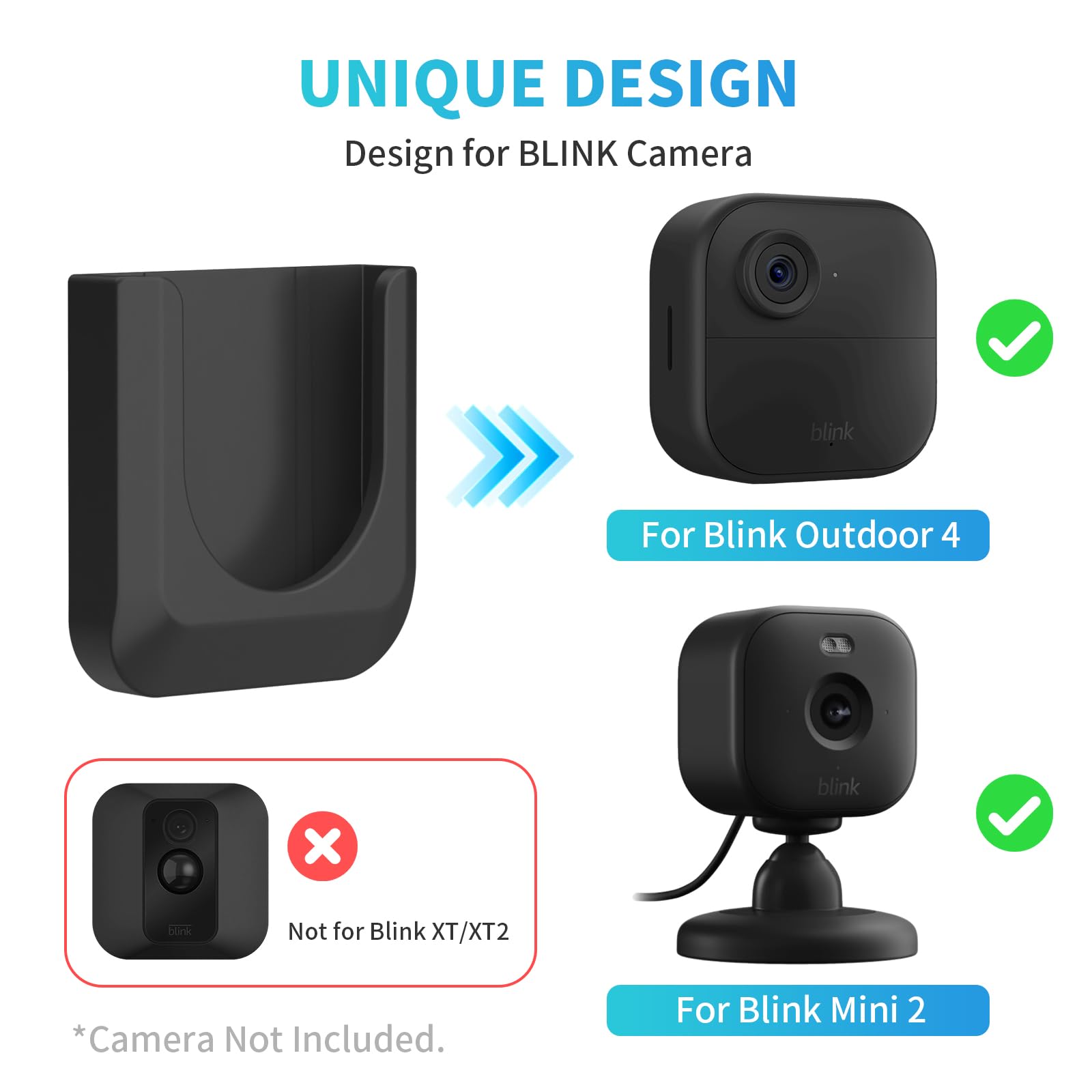 Blink Mini 2 No Drill Wall Mount Bracket for Blink Mini 2/Blink Outdoor 4/Blink Indoor Camera,No Screw Adhesive Blink Camera Mount for Blink Indoor Outdoor Camera 3Pack (Camera Not Included),White