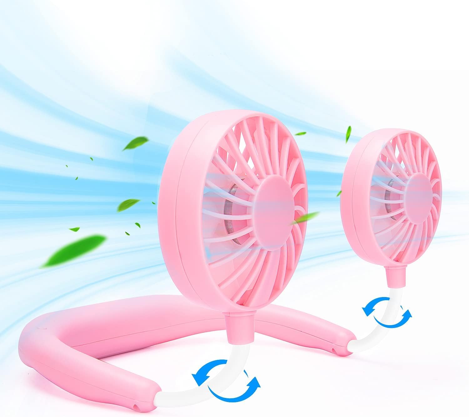 JUANANIUG Portable Neck Fan Rechargeable Personal HandFree Fan Mini USB Wearable Neckband Sport Fan 3 Speed Adjustable 360 Degrees Rotation Perfect for Working Traveling Office Reading (Red Black)