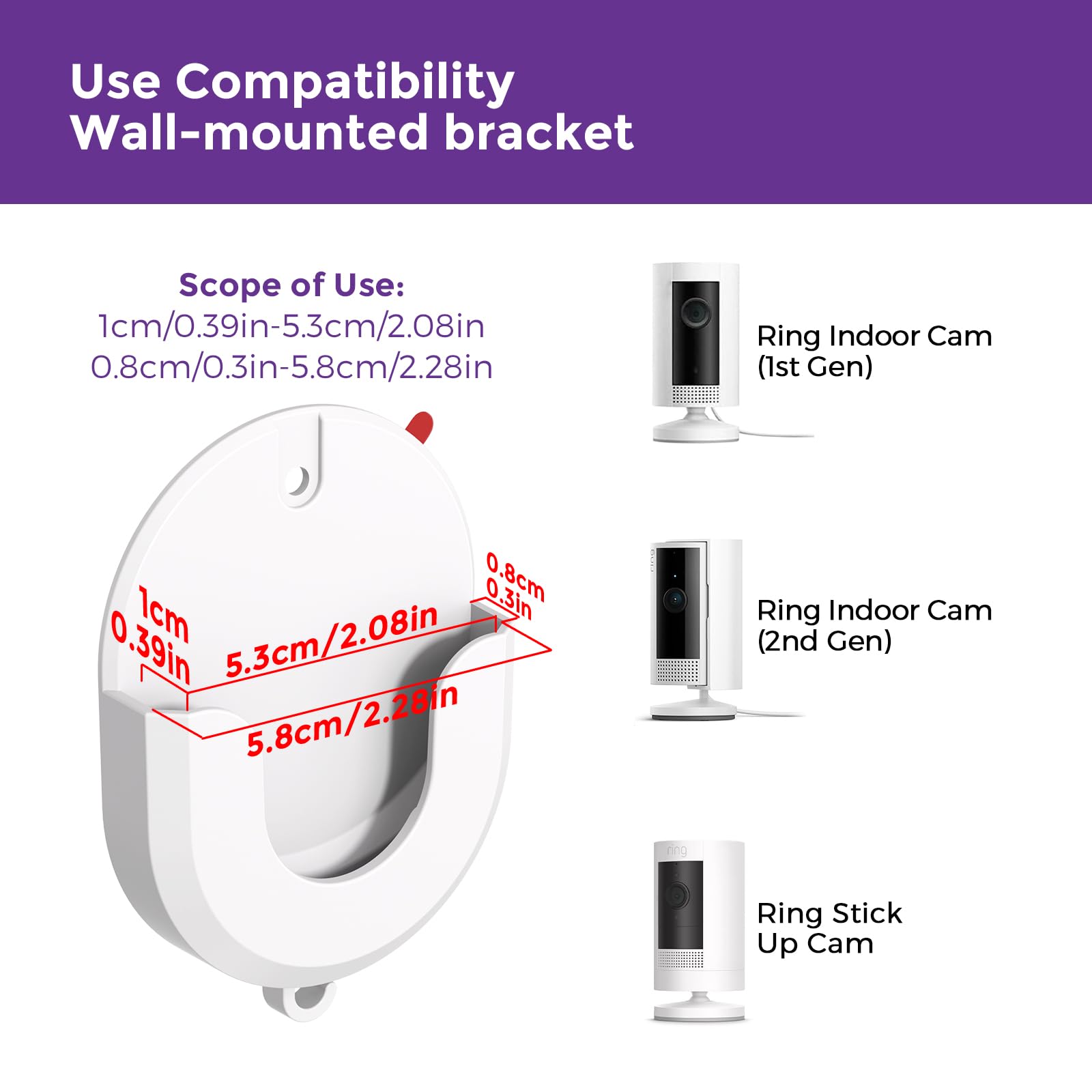 No Drill Ring Camera Adhesive Wall Mount,Strong Durable Adhesive Camera Mount Holder for Ring Indoor Cam (1st Gen and 2nd Gen)/Blink Outdoor Camera 4,2K+,(3rd Gen),Mini 2K+,Mini 2,3Pack Mount Bracket