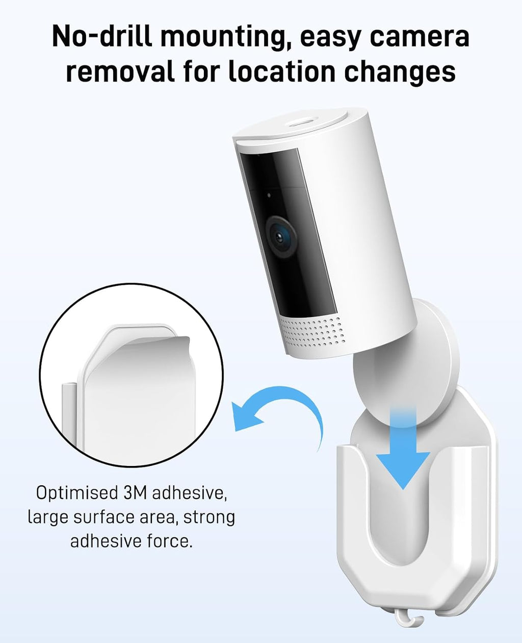 No Drill Ring Indoor Cam Adhesive Wall Mount Bracket Compatible with Ring Indoor Cam and Indoor Cam Plus/Blink Camera Adhesive Wall No Screws Mount 3Pack