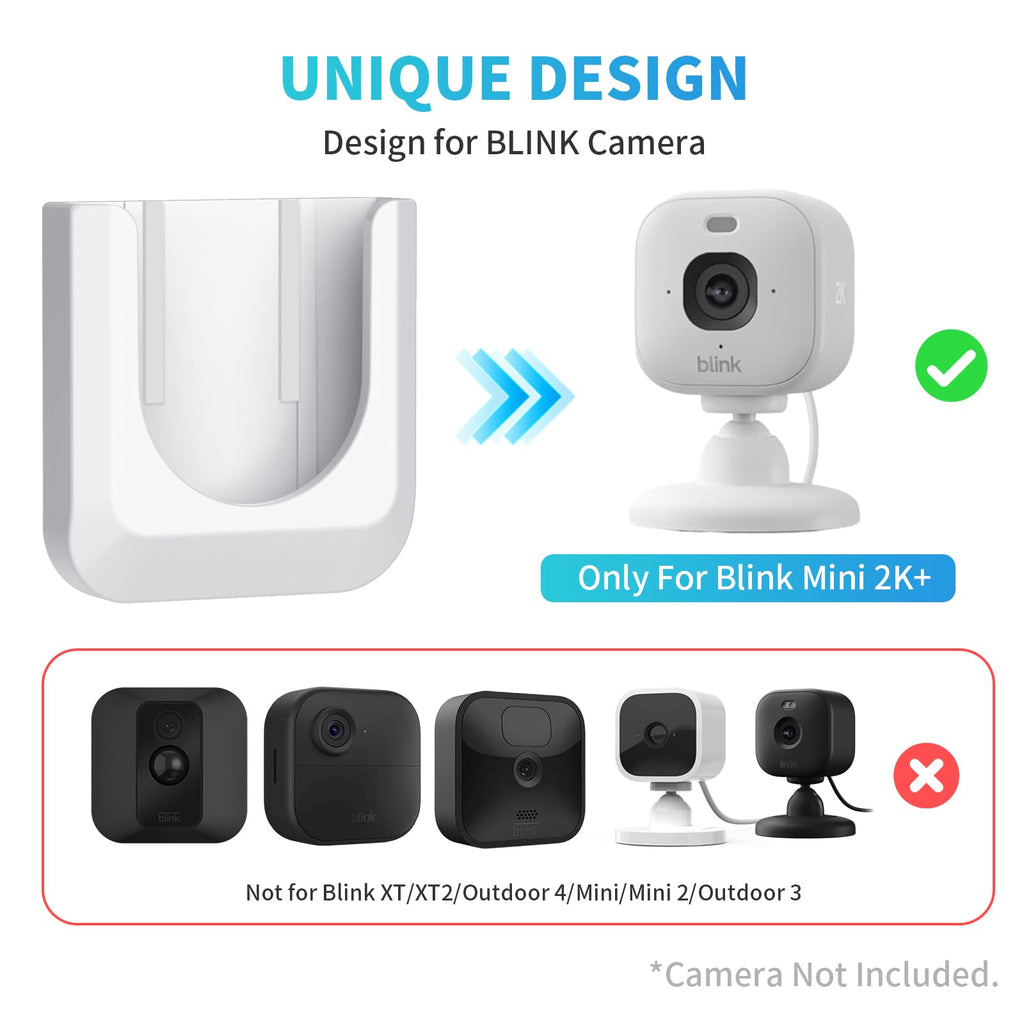 Blink Mini 2 No Drill Wall Mount Bracket for Blink Mini 2/Blink Outdoor 4/Blink Indoor Camera,No Screw Adhesive Blink Camera Mount for Blink Indoor Outdoor Camera 3Pack (Camera Not Included),White