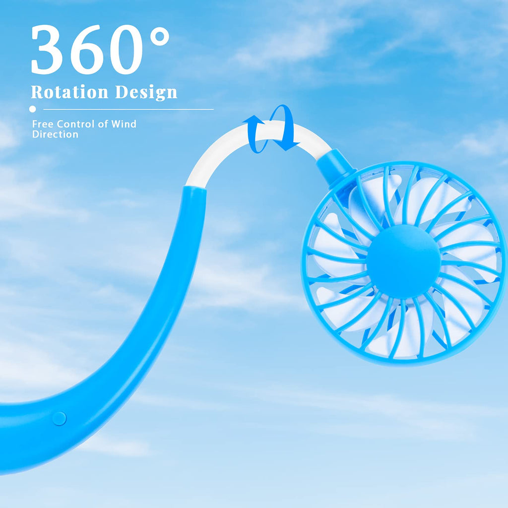 JUANANIUG Portable Neck Fan Rechargeable Personal HandFree Fan Mini USB Wearable Neckband Sport Fan 3 Speed Adjustable 360 Degrees Rotation Perfect for Working Traveling Office Reading (Red Black)