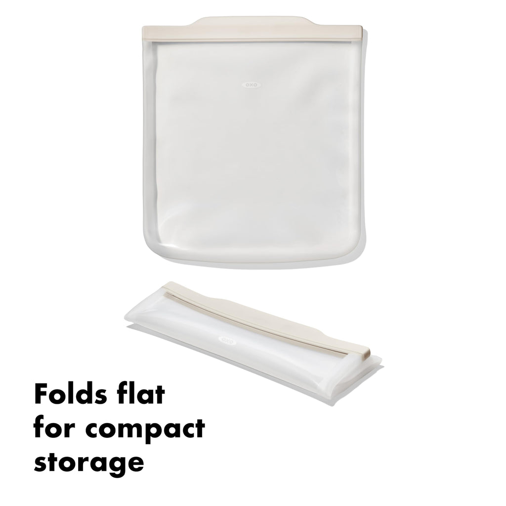 OXO Good Grips Silicone Reusable Bag – Stand-Up Snack (12 oz) – Oat