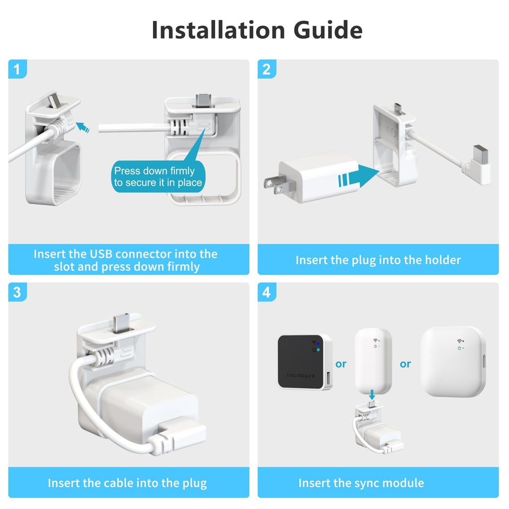 Outlet Mount for All-New Sync Module, Compatible with Blink Sync Module Core/2/XR, Space-Saving & No-Drill Bracket for Blink Indoor Outdoor Security Camera, with Short Cables (1Pack)