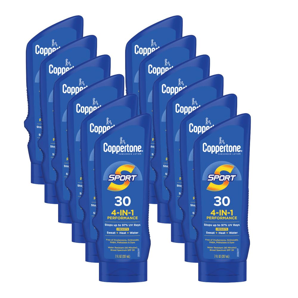Coppertone SPORT Sunscreen Lotion Broad Spectrum SPF 50, Water Resistant 80 Minutes, UVA/UVB Protection, Moisturizing Formula with Vitamin E, 7 Fluid Ounce