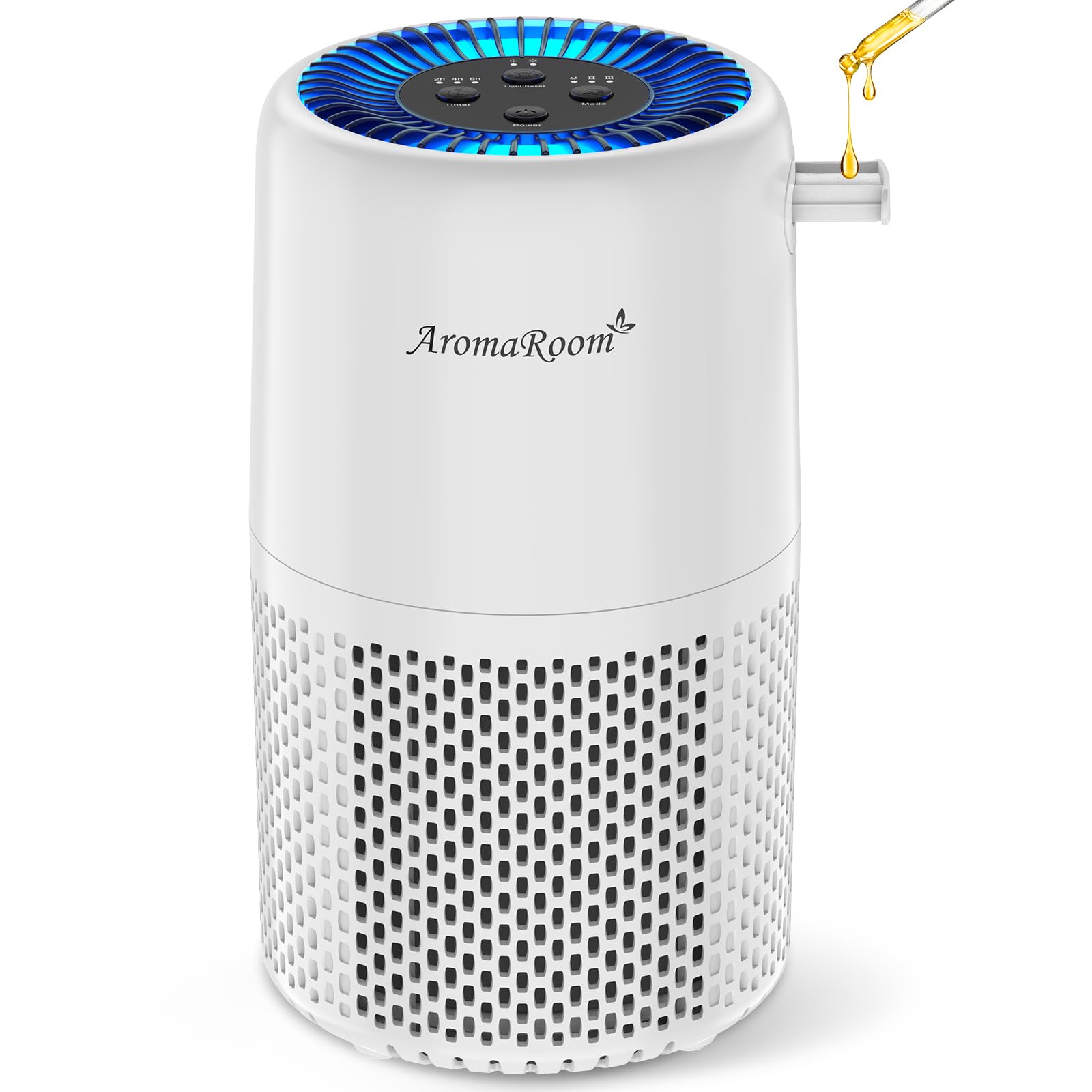 Air Purifier for Home Bedroom, AromaRoom H13 HEPA Air Filter For Smoke Pollen Dander Hair Smell Air Cleaner, 3-in-1 Filter with Sleep Mode, Quiet Air Cleaner For Pets, Home, Baby Room (White)