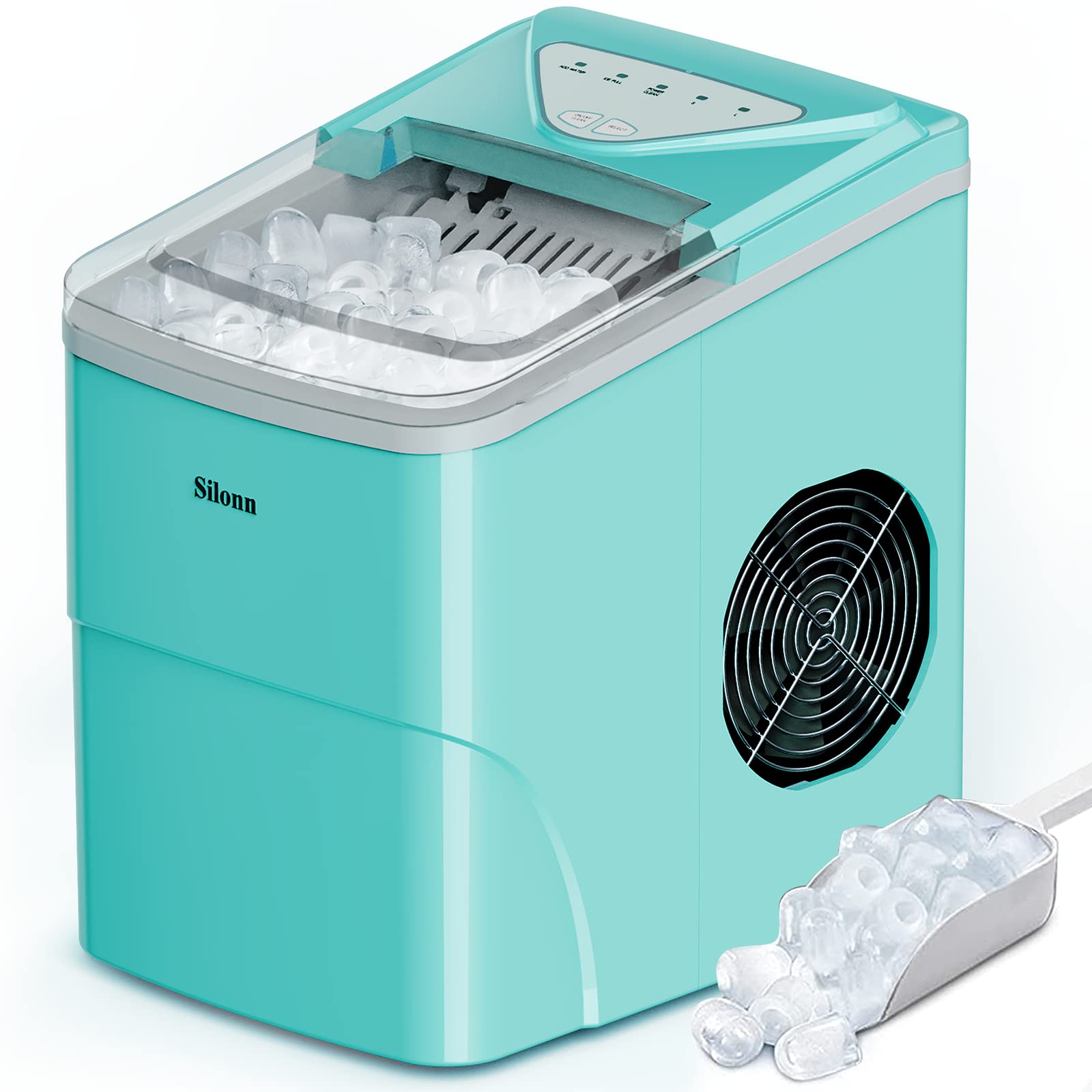 Silonn Nugget Ice Maker Countertop, Auto Drop Ice, Self Cleaning Ice Machine, 40 lbs/24H Soft Chewable Ice, Self Dispensing Nugget Ice Maker for Home, Kitchen and Party