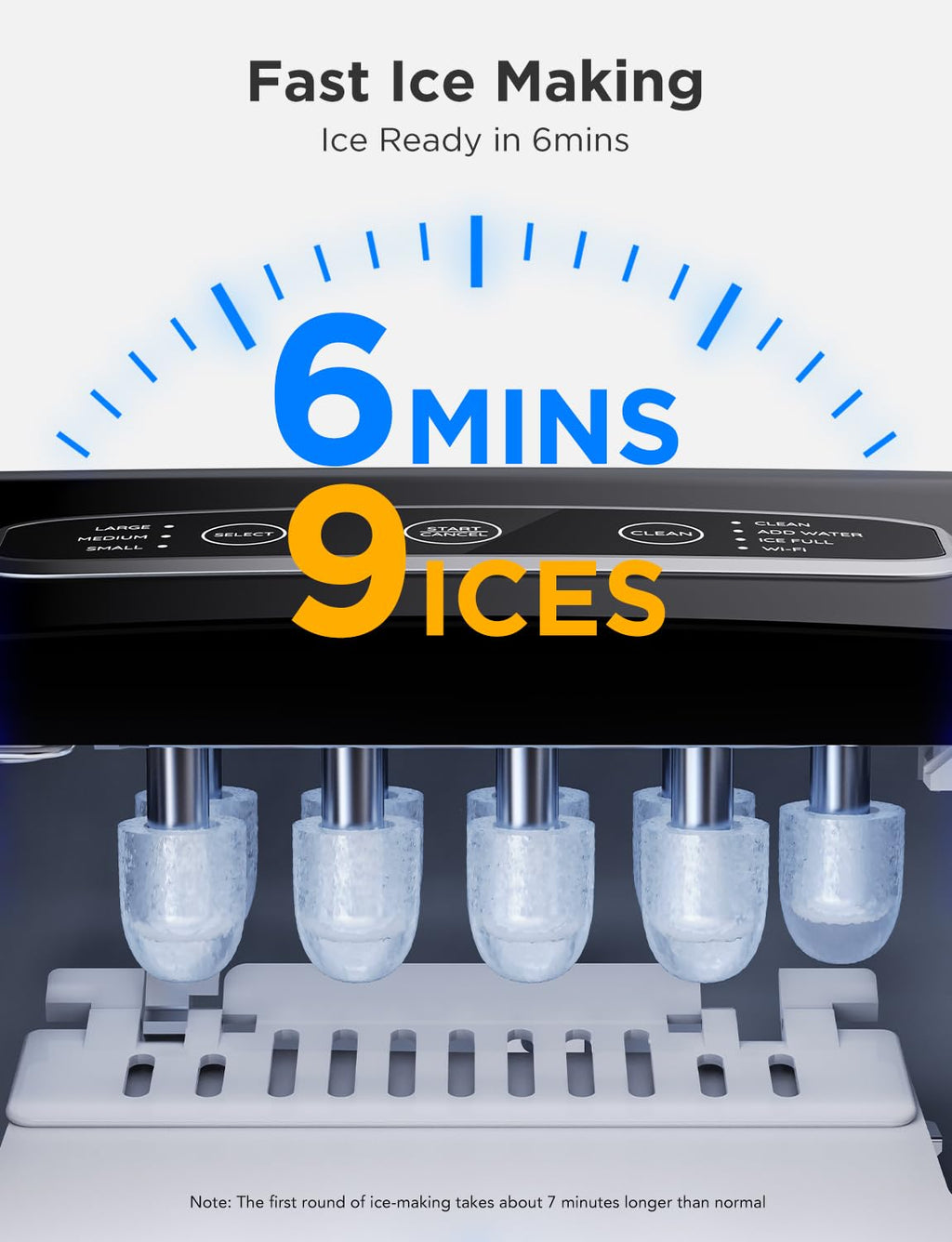 GoveeLife Smart Countertop Ice Makers, Portable Ice Maker Machine with Self-Cleaning, 6 Mins 9 Bullet Ice, 26lbs/24Hrs, Voice Remote for Home Kitchen Party Camping, with Ice Scoop Stainless Silver | Ice Maker with 26lbs/Day, App and Voice Control, Self-Cl