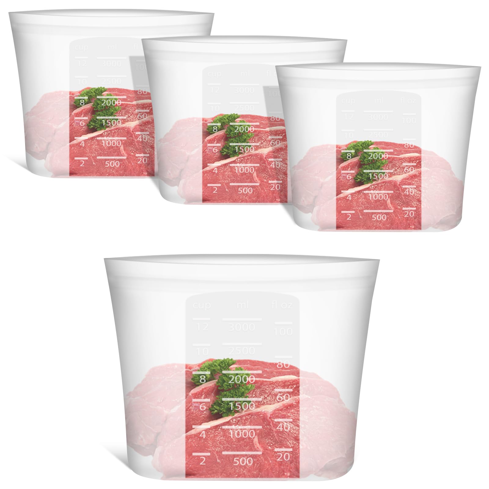Reusable Food Bags, 12 Pack 100% Silicone Food Storage Bags Stand Up Zip Lock Container, Freezer Microwave Oven Dishwasher Safe, 4 Medium 4 Small 4 Extra Small, Aqua