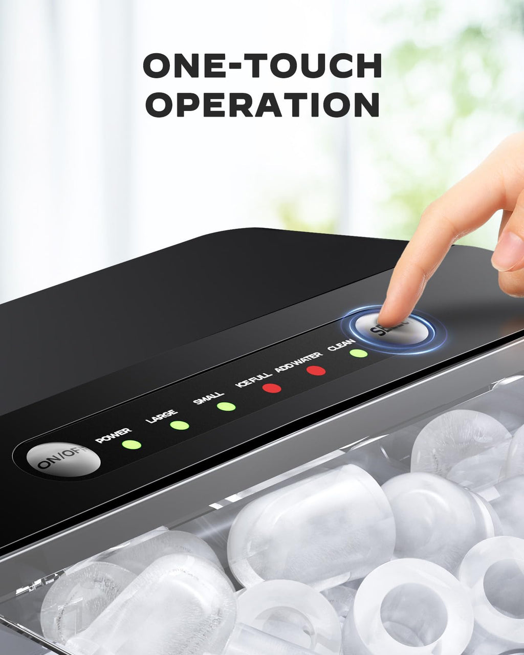 Ice Maker Countertop, Portable Ice Machine Ready in 6 Minutes with 9 Cubes 26LBS in 24H, Self-Cleaning with Ice Scoop and Basket, Two Sizes of Bullet Ice for Home Kitchen Office, Bar and Parties