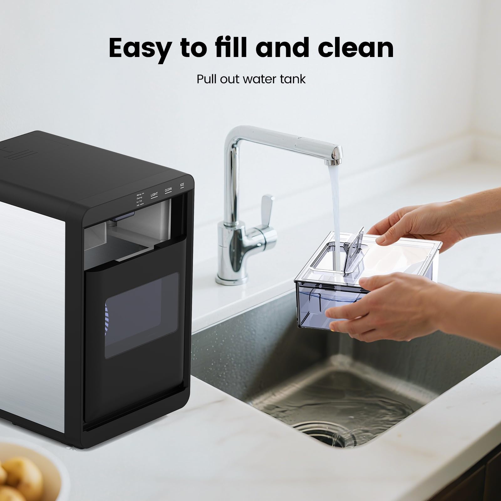 COWSAR Ice Maker Countertop, Portable Ice Machine with Self-Cleaning, 26.5 lbs/24Hrs, 8 Ice Cubes in 6 Mins, Ice Basket and Scoop, Ideal for Home, Kitchen, Bar, Camping
