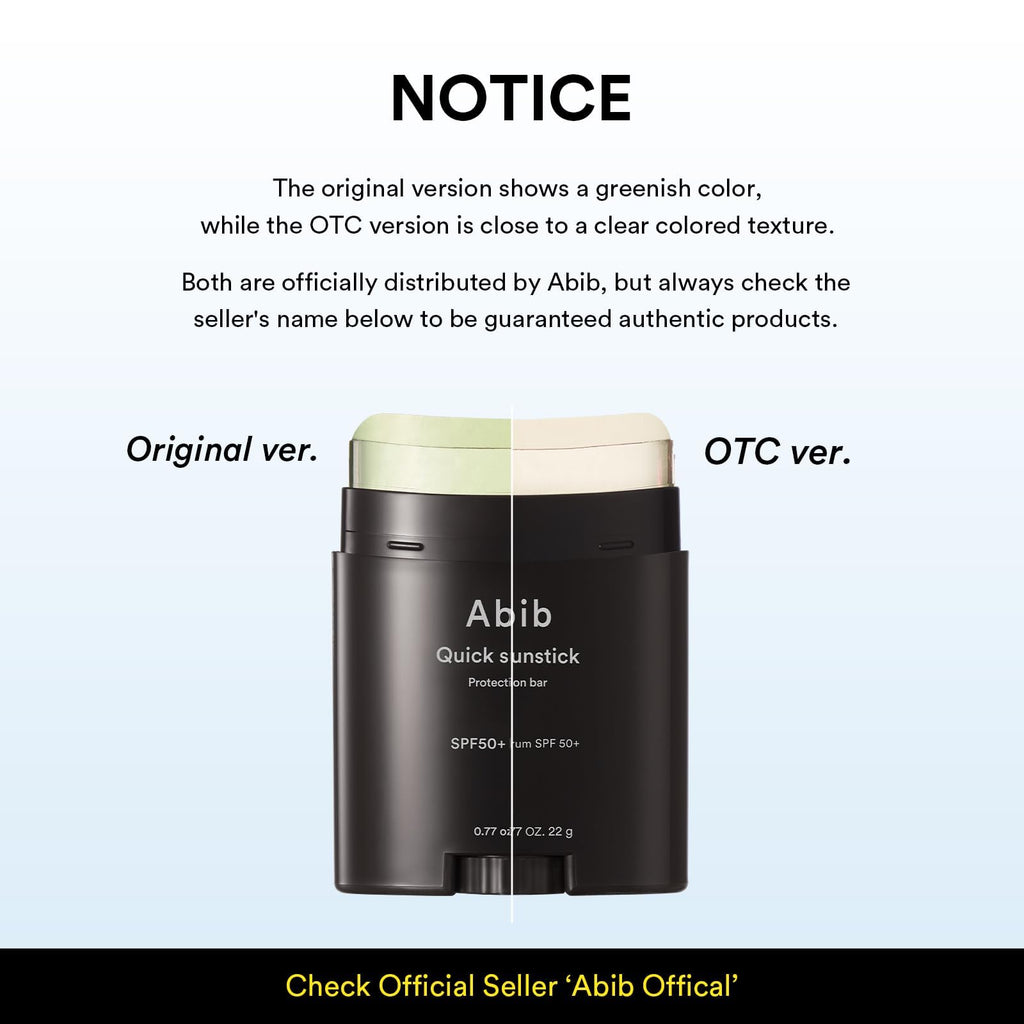 Abib Airy Sunstick Protection Bar SPF50+ Broad Spectrum, Semi-Matte Sunscreen Stick for Oily & Combination Skin, No White Cast, Water-Resistant, Korean Sunscreen, 0.81 oz / 23 g